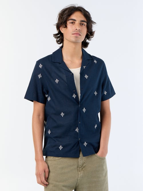 Camisa de manga curta com bordados - Kiabi Camisa de manga curta com bordados - Kiabi