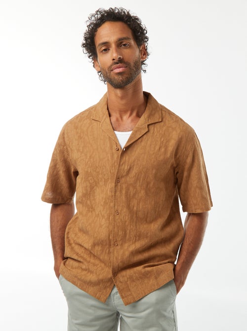 Camisa de manga curta com bordados - Kiabi
