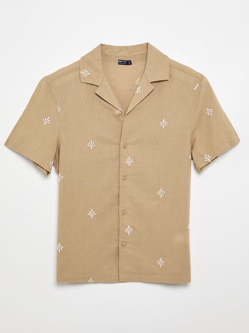 Camisa de manga curta com bordados - Kiabi Camisa de manga curta com bordados - Kiabi