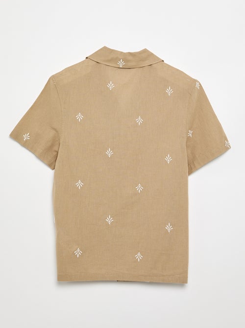 Camisa de manga curta com bordados - Kiabi
