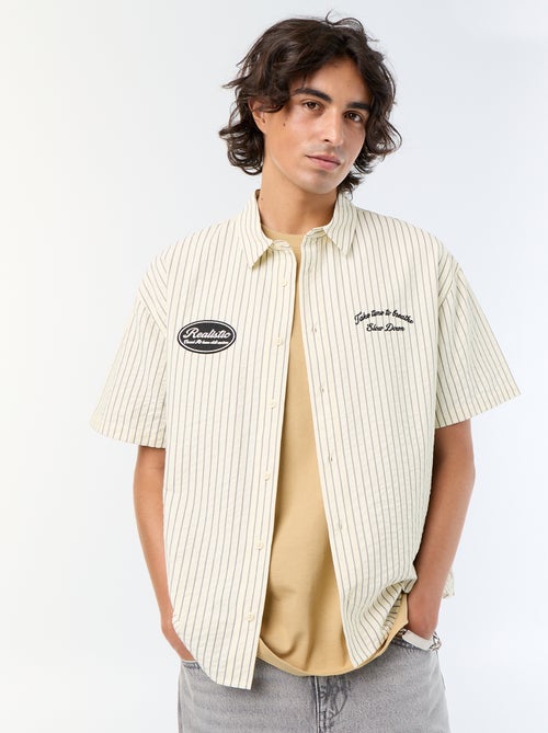 Camisa de manga curta com bordados - Kiabi