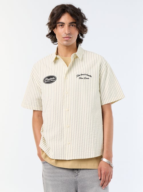Camisa de manga curta com bordados - Kiabi