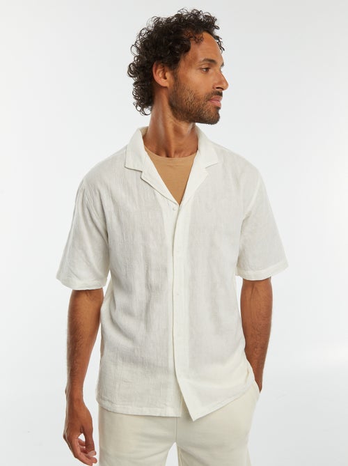 Camisa de manga curta com bordados - Kiabi