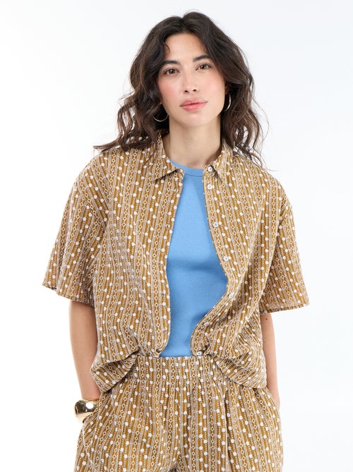 Camisa de manga curta com bordados - Kiabi