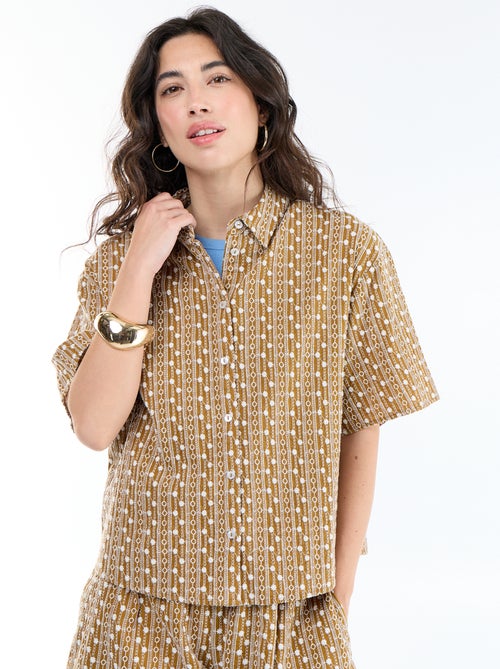 Camisa de manga curta com bordados - Kiabi