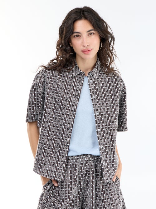 Camisa de manga curta com bordados - Kiabi
