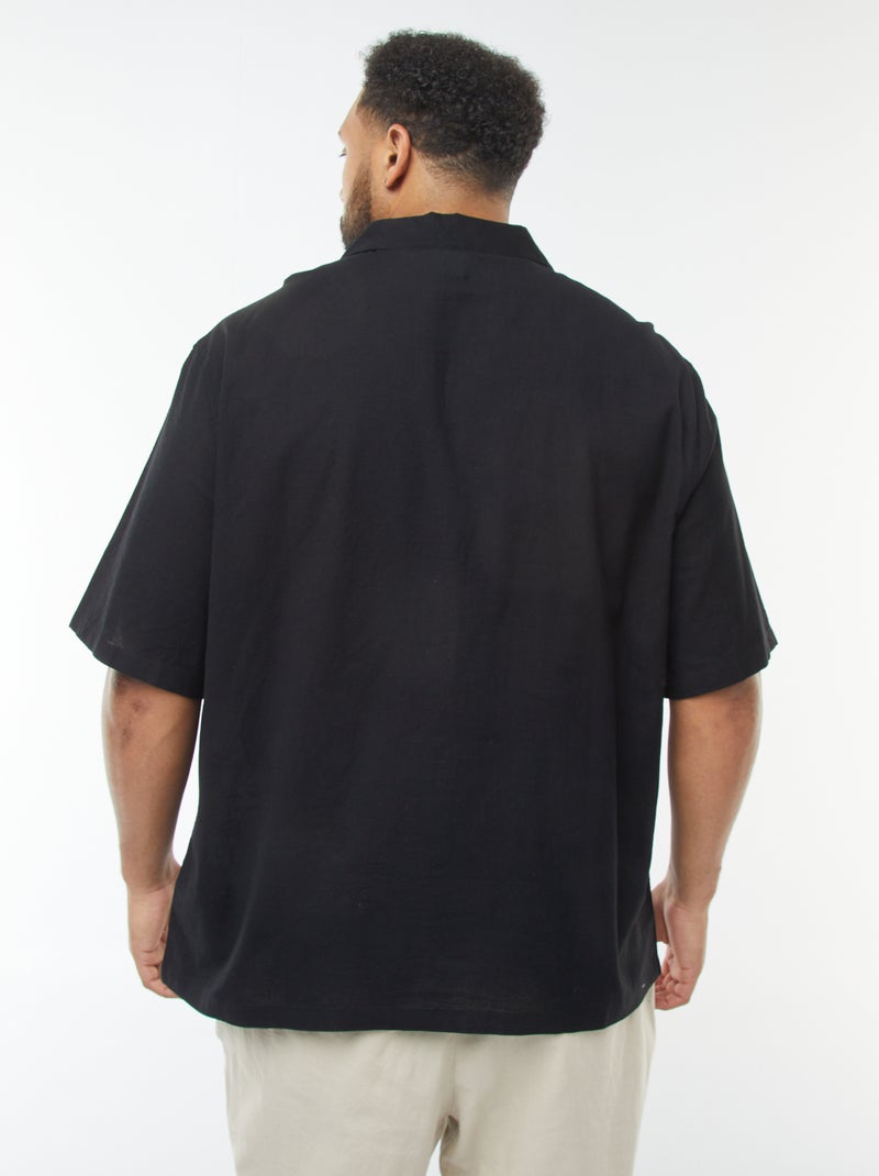 Camisa de manga curta com bordados de fantasia à frente Preto - Kiabi