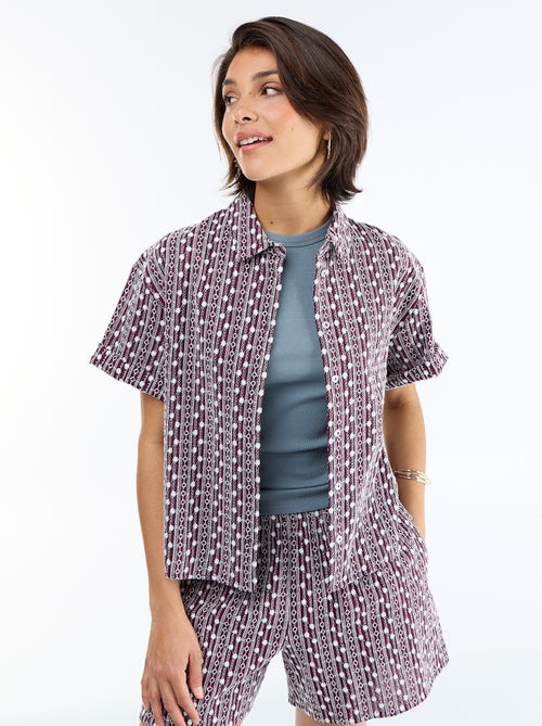 Camisa de manga curta com bordados - Kiabi