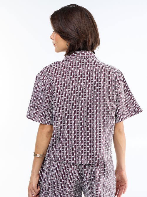 Camisa de manga curta com bordados - Kiabi