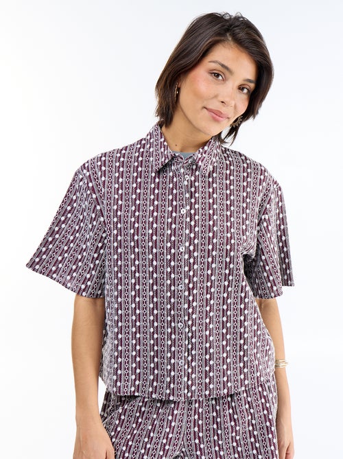 Camisa de manga curta com bordados - Kiabi