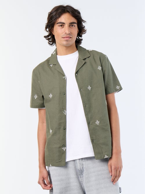 Camisa de manga curta com bordados - Kiabi Camisa de manga curta com bordados - Kiabi
