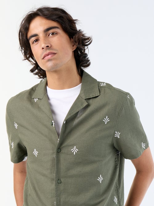 Camisa de manga curta com bordados - Kiabi Camisa de manga curta com bordados - Kiabi