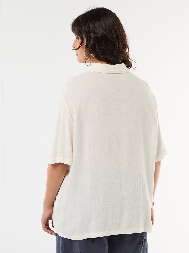 Camisa de manga curta com botões Branco - Kiabi