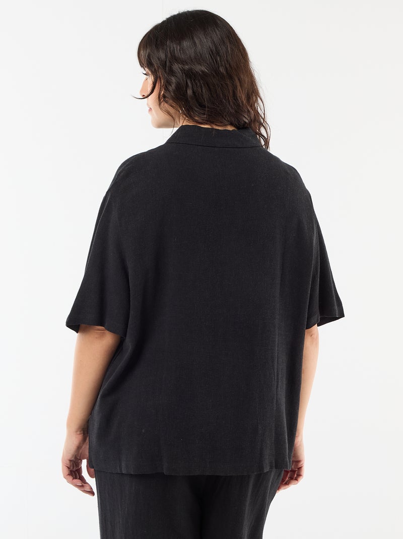 Camisa de manga curta com botões Preto - Kiabi