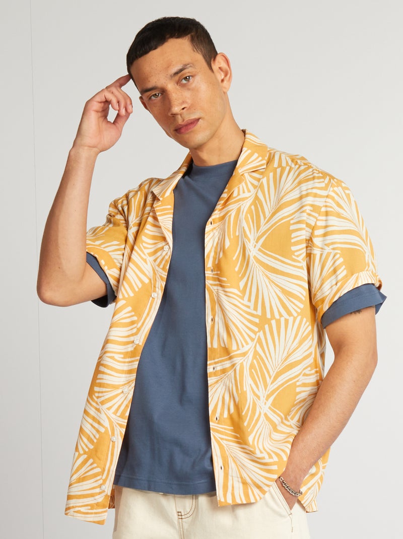 Camisa de manga curta com estampado AMARELO - Kiabi