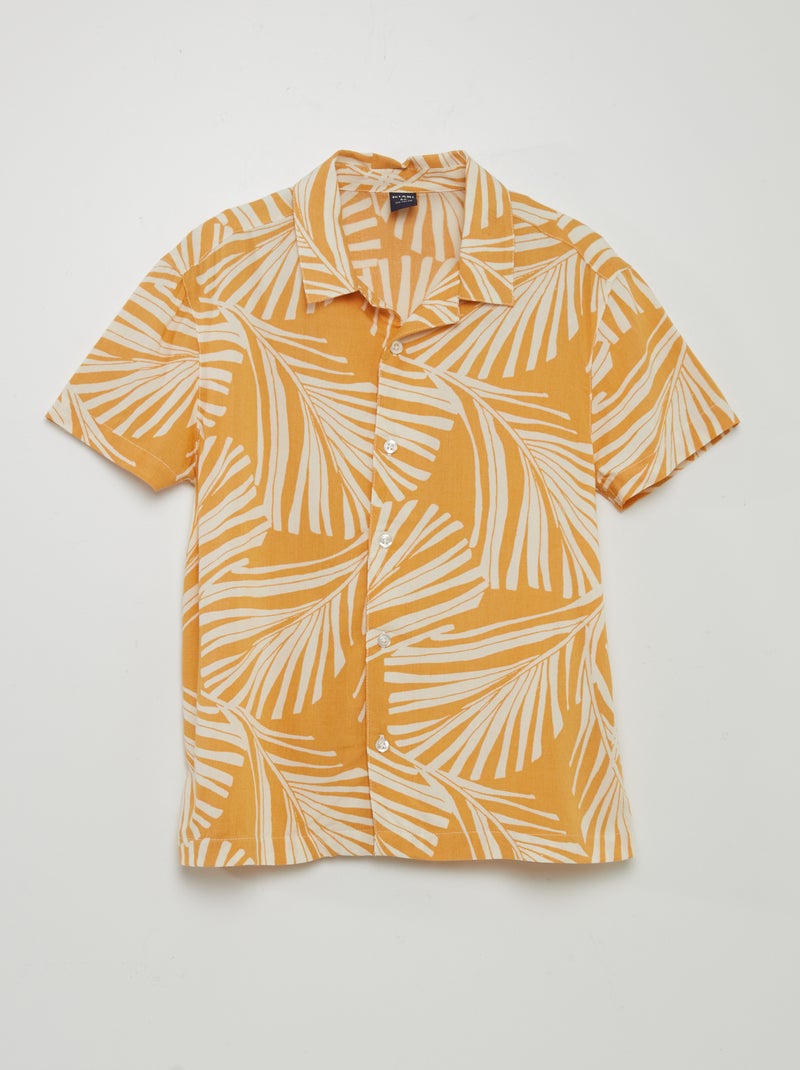 Camisa de manga curta com estampado AMARELO - Kiabi