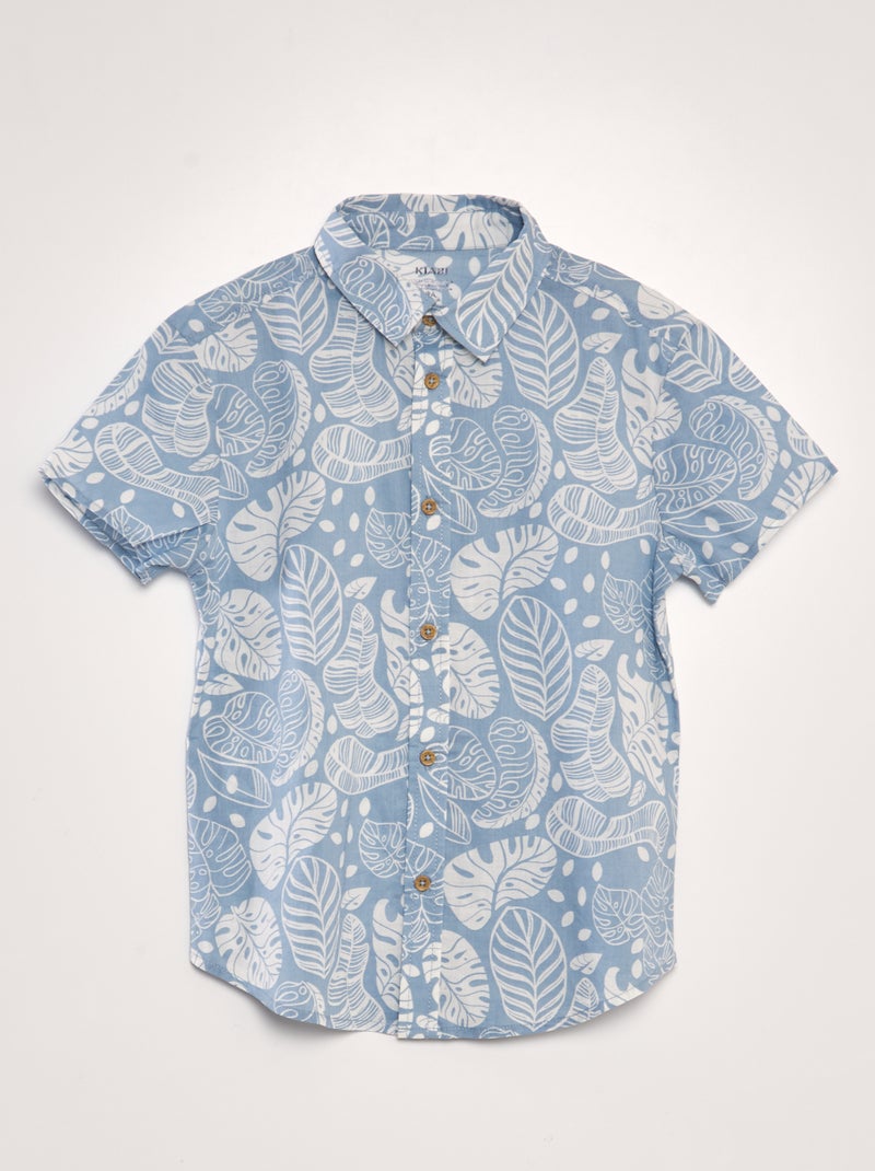 Camisa de manga curta com estampado AZUL - Kiabi