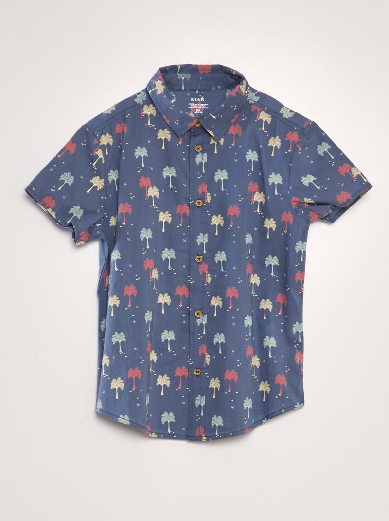 Camisa de manga curta com estampado AZUL - Kiabi
