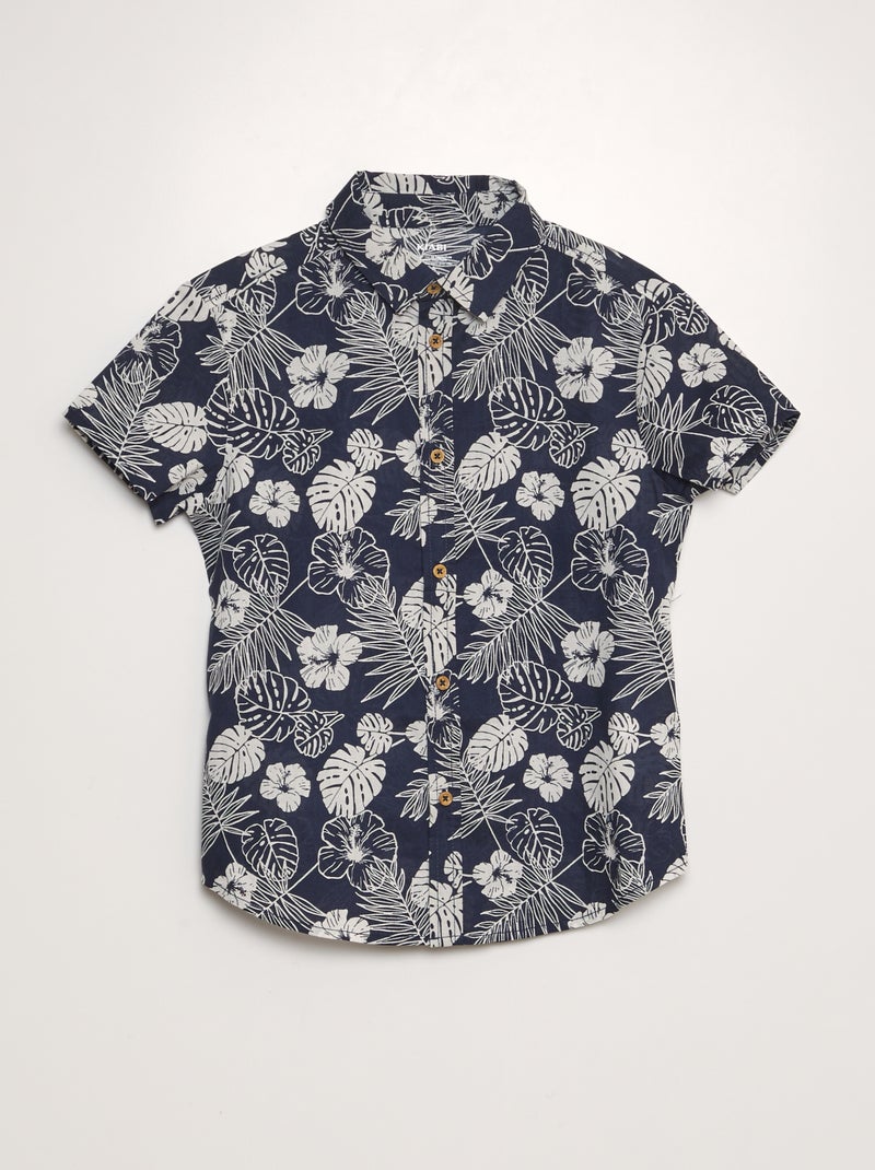 Camisa de manga curta com estampado AZUL - Kiabi