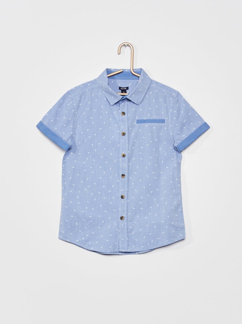 Camisa de manga curta com estampado 'bigode' AZUL - Kiabi