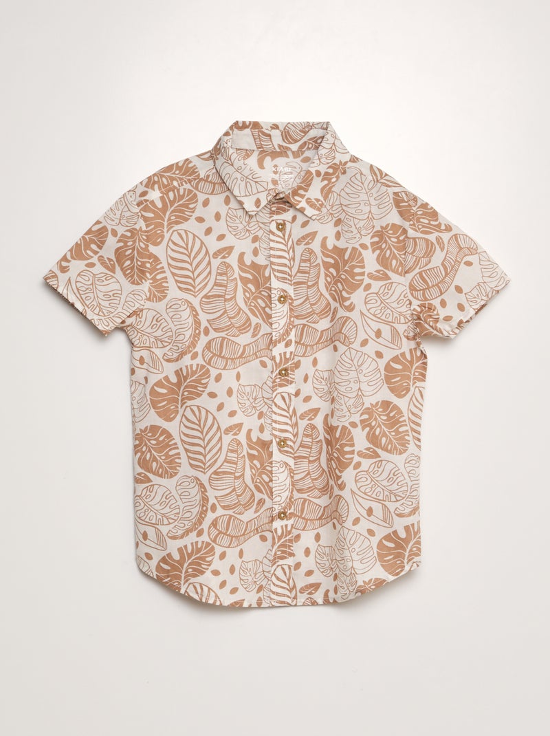 Camisa de manga curta com estampado BRANCO - Kiabi