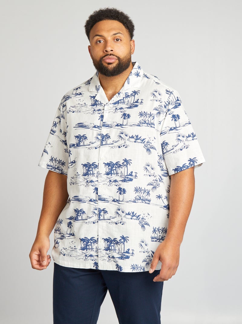 Camisa de manga curta com estampado BRANCO - Kiabi