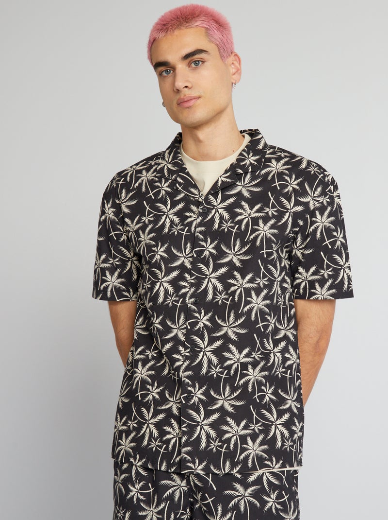 Camisa de manga curta com estampado CINZA - Kiabi