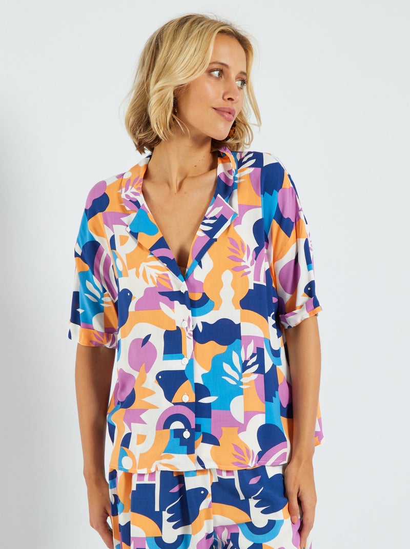 Camisa de manga curta com estampado fantasia BRANCO - Kiabi