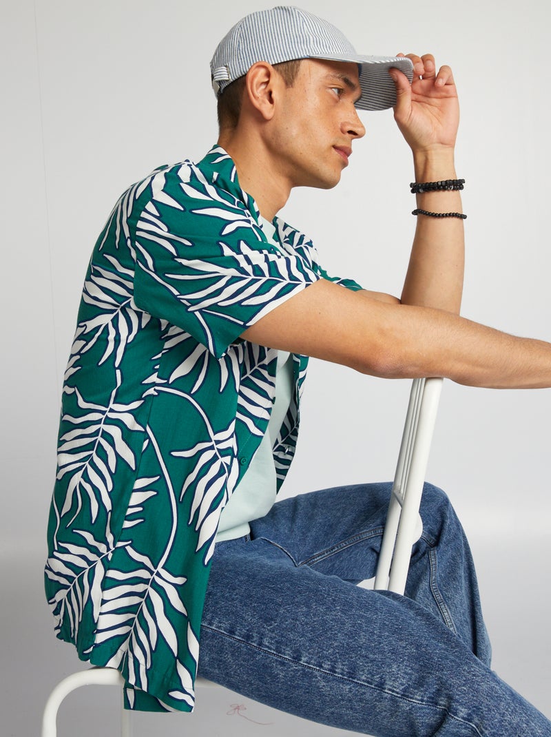 Camisa de manga curta com estampado VERDE - Kiabi