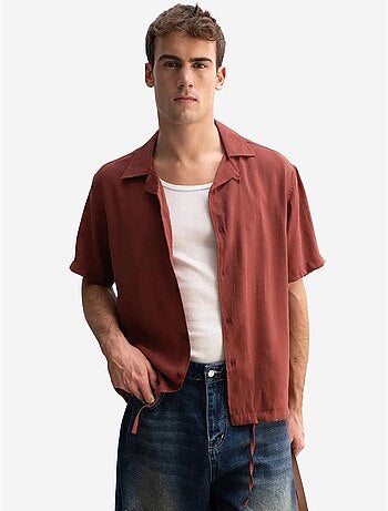Camisa de manga curta com gola aberta para homem giesto