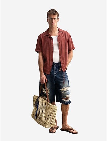 Camisa de manga curta com gola aberta para homem giesto