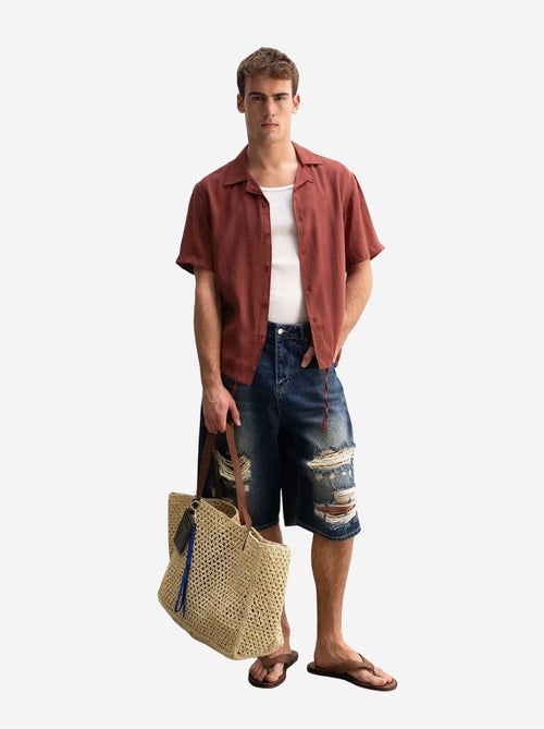 Camisa de manga curta com gola aberta para homem giesto - Kiabi Camisa de manga curta com gola aberta para homem giesto - Kiabi