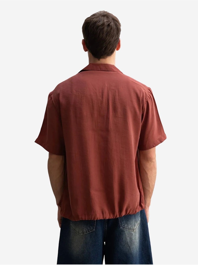 Camisa de manga curta com gola aberta para homem giesto Vermelho escuro - Kiabi