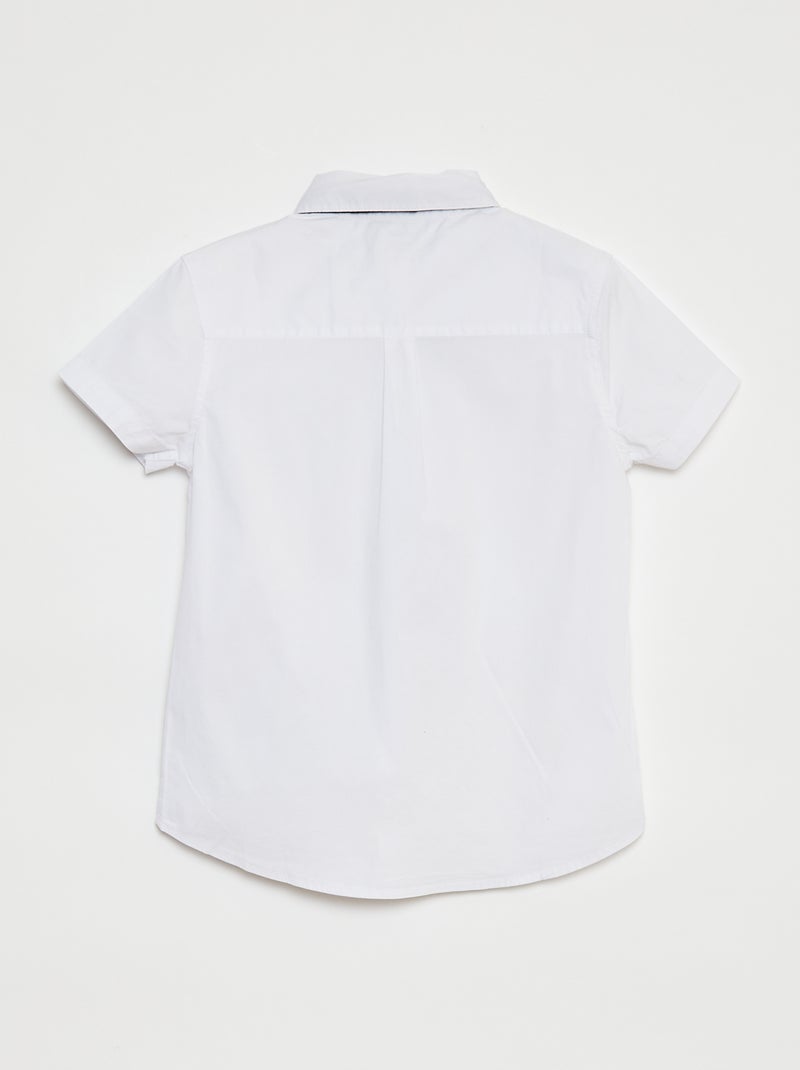 Camisa de manga curta com gravata Branco - Kiabi