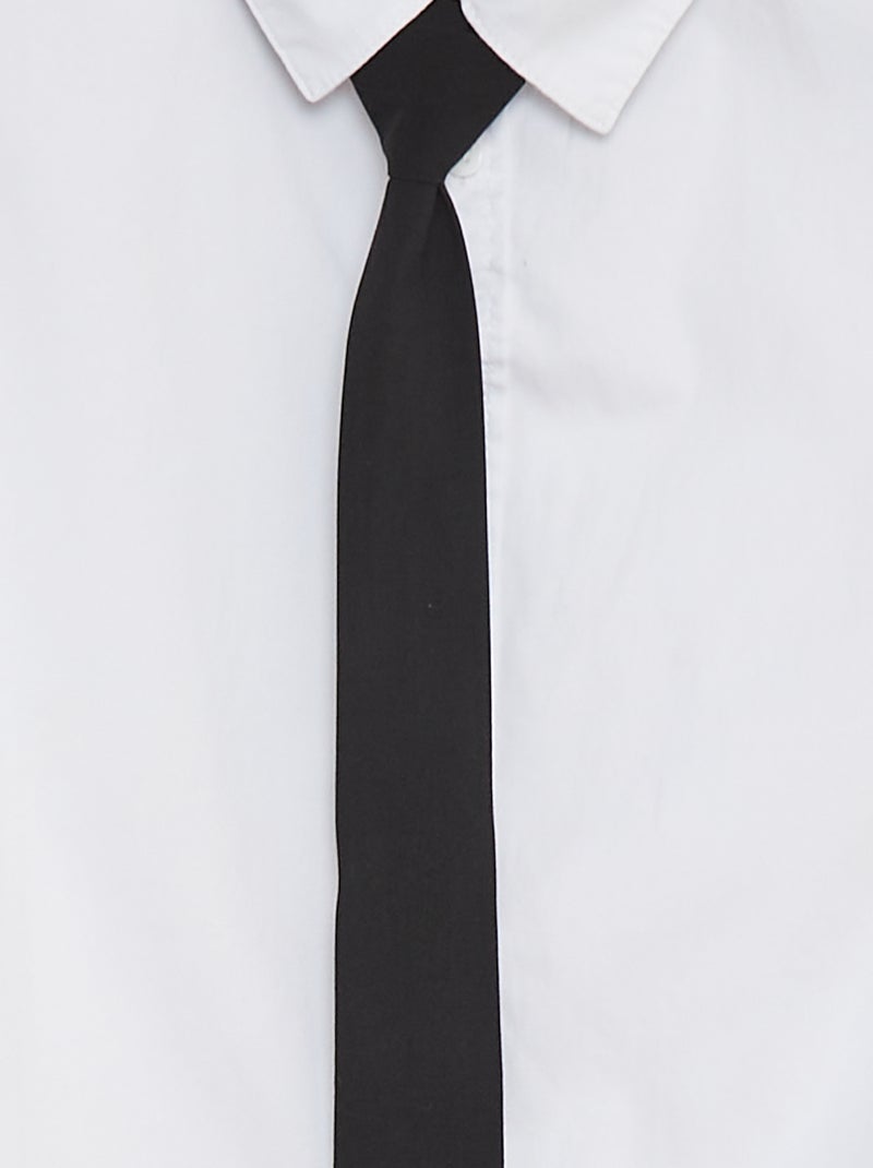 Camisa de manga curta com gravata Branco - Kiabi