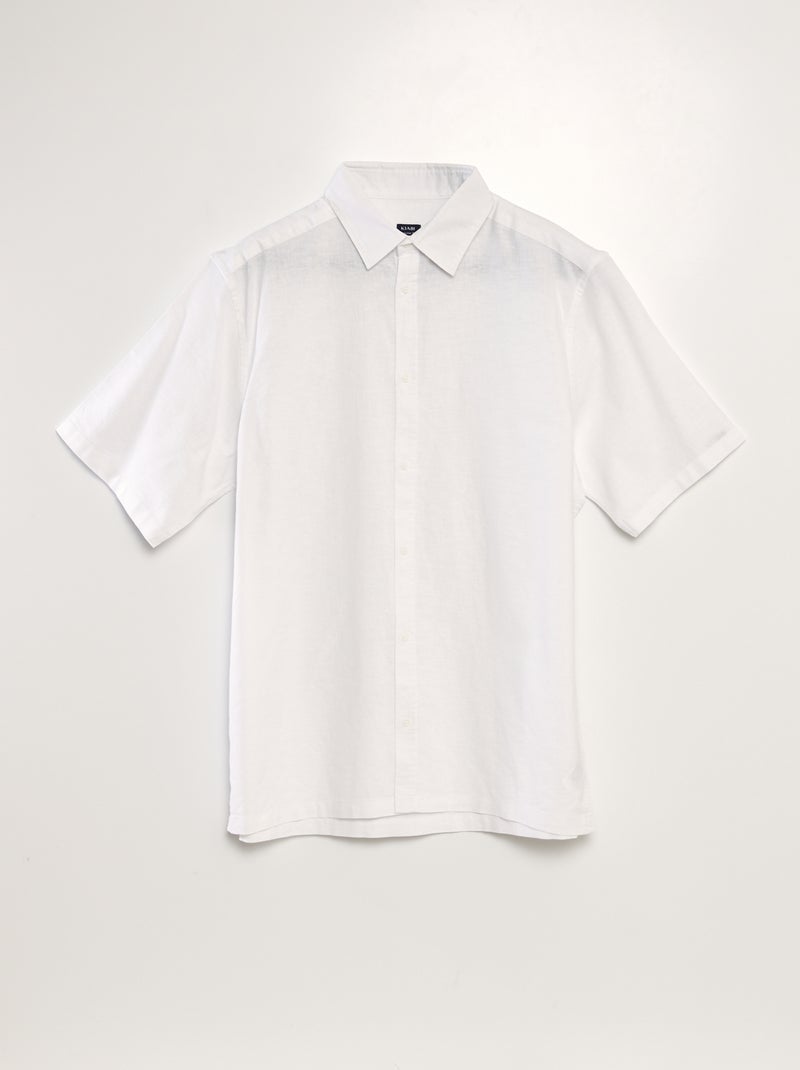 Camisa de manga curta com linho Branco - Kiabi