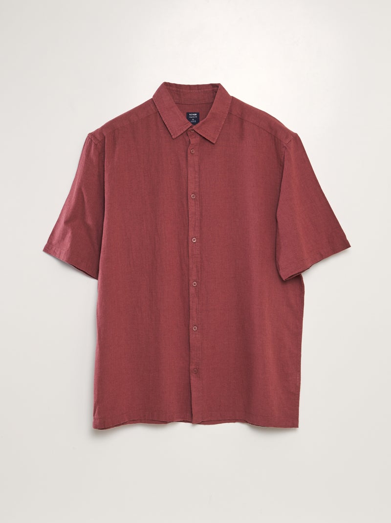 Camisa de manga curta com linho VERMELHO - Kiabi