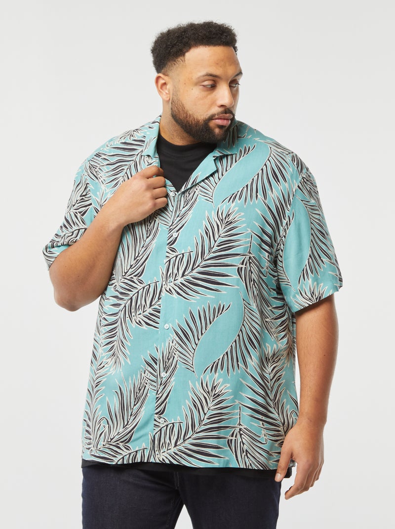 Camisa de manga curta com motivo AZUL - Kiabi