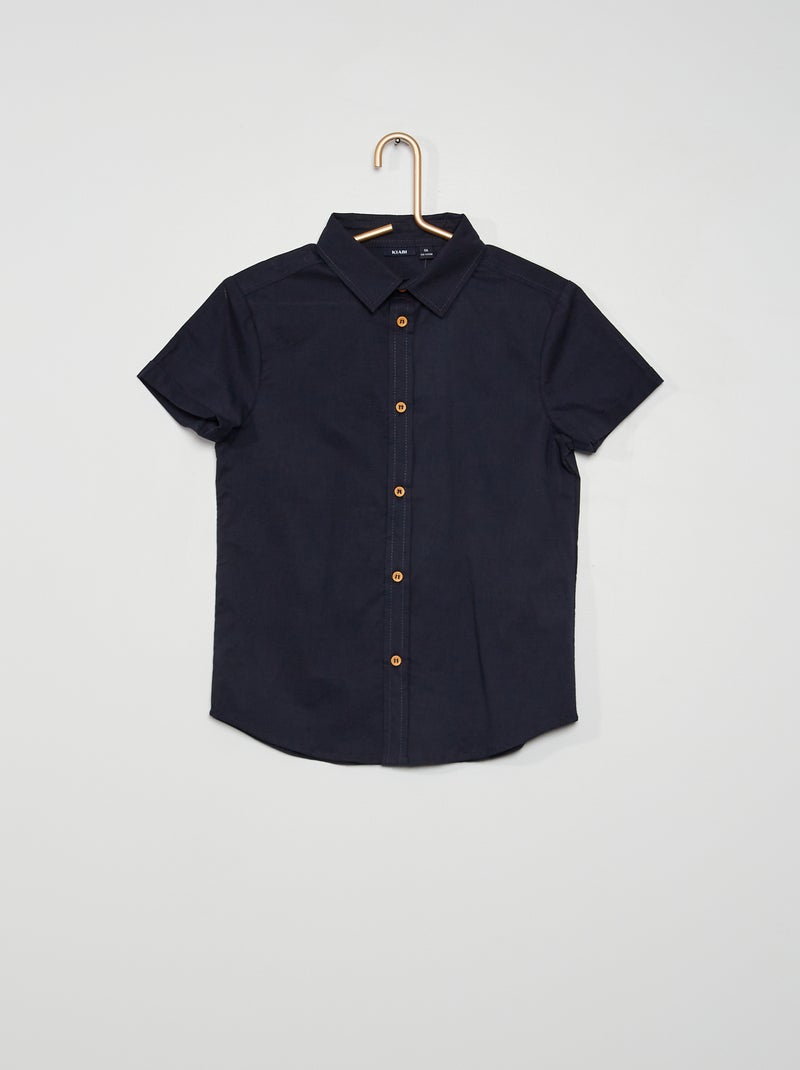 Camisa de manga curta com motivo Azul Marinho - Kiabi