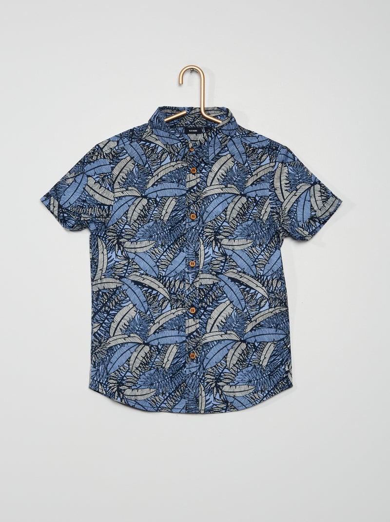 Camisa de manga curta com motivo AZUL - Kiabi
