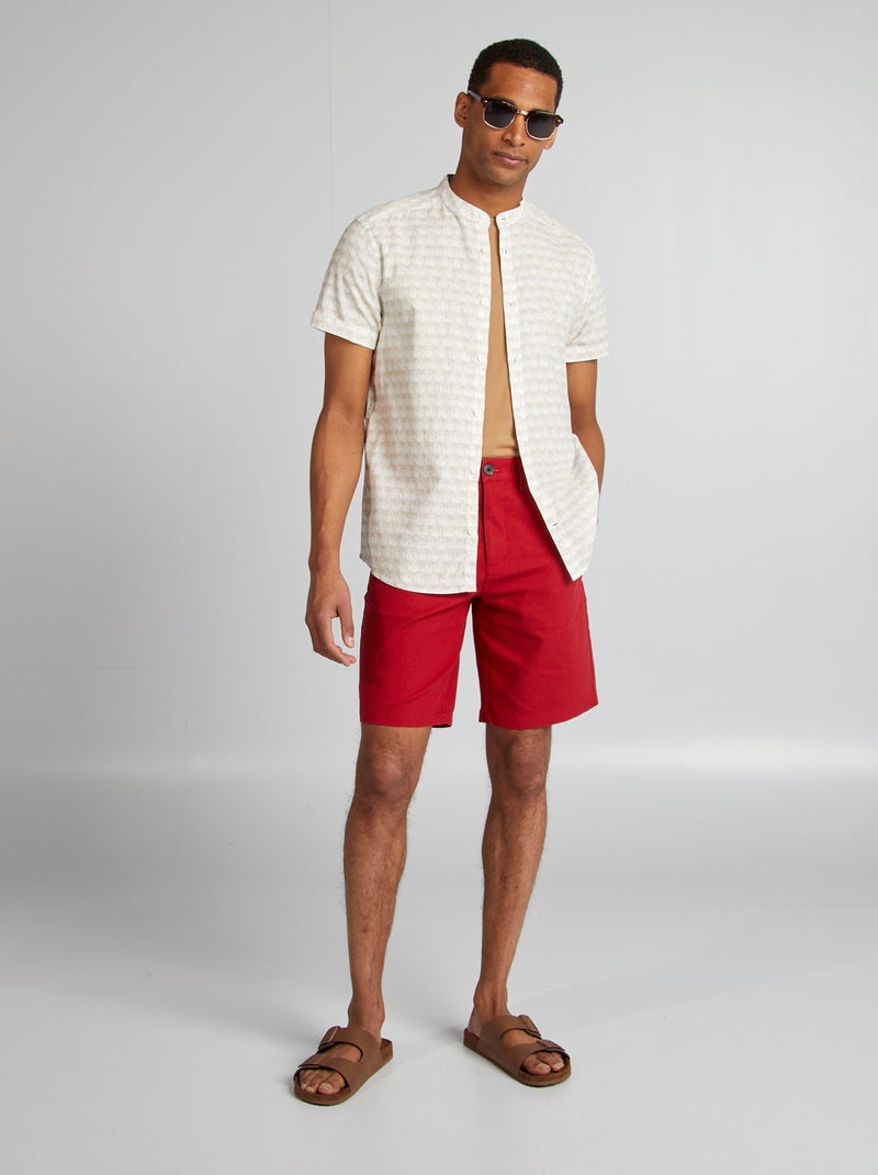 Camisa de manga curta com motivo BEGE - Kiabi