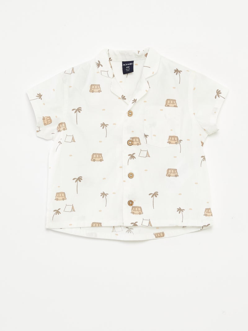 Camisa de manga curta com motivo Branco - Kiabi