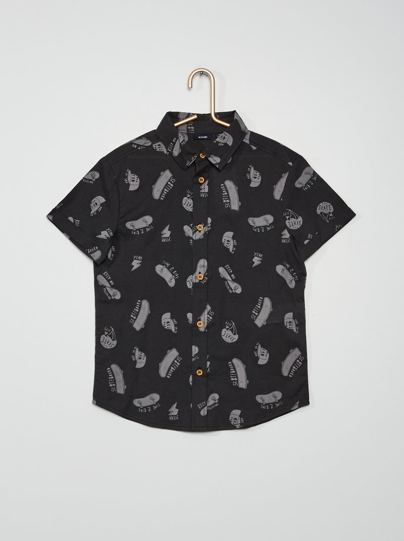Camisa de manga curta com motivo PRETO - Kiabi