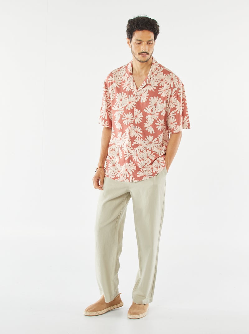 Camisa de manga curta com motivo Vermelho - Kiabi