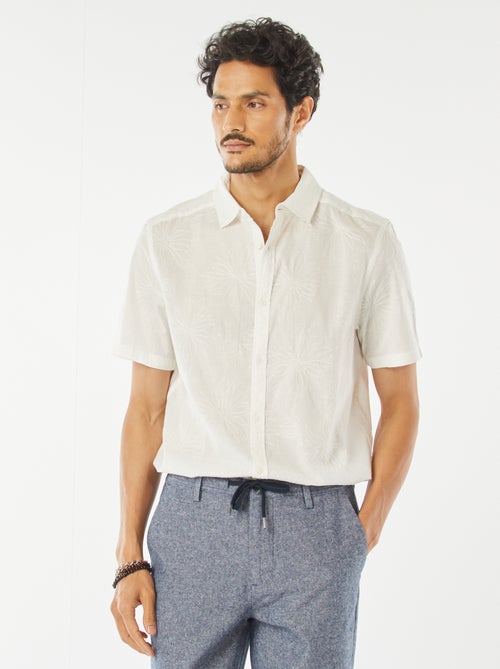 Camisa de manga curta com motivos bordados - Kiabi