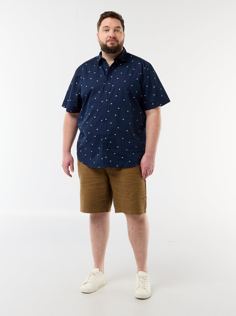Camisa de manga curta com padrão Azul - Kiabi