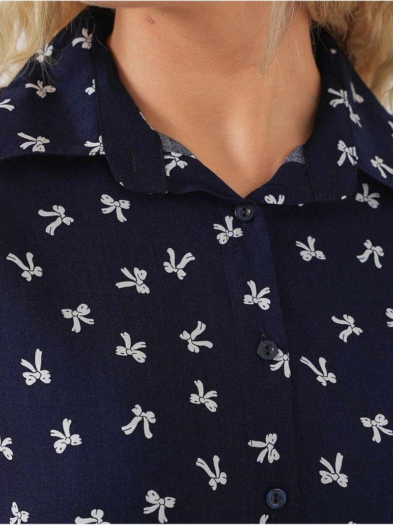 Camisa de manga curta com padrão bdart Azul-marinho - Kiabi