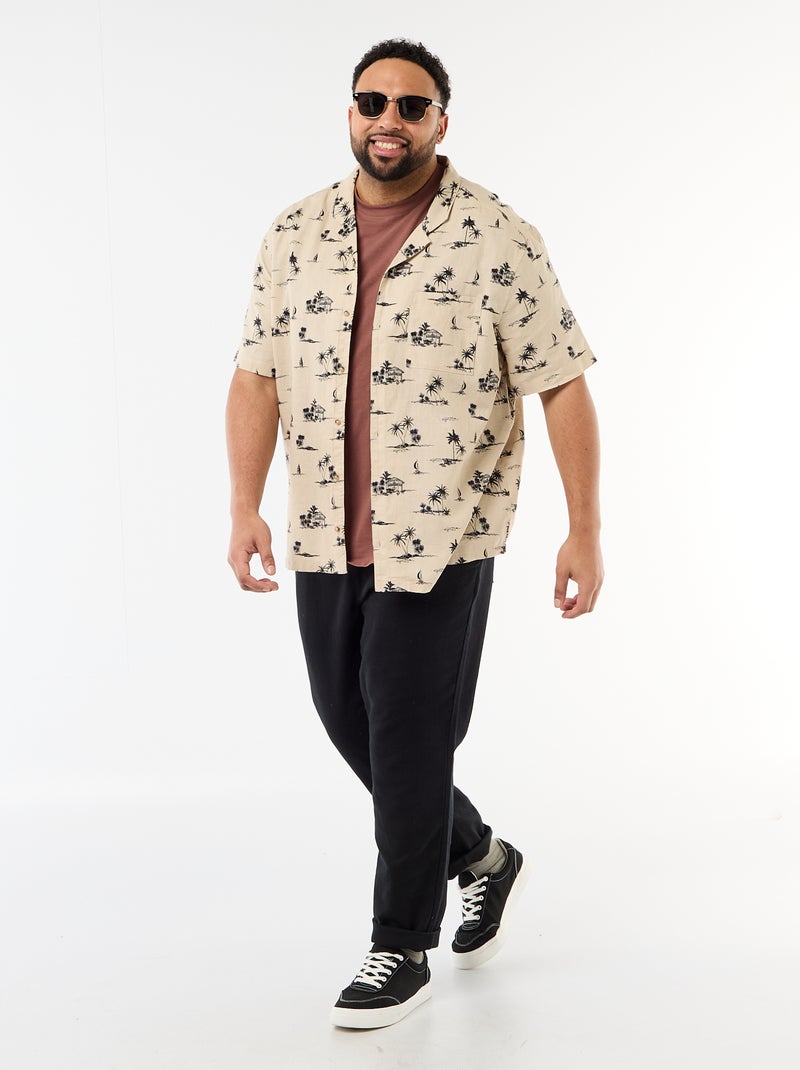 Camisa de manga curta com padrão Bege - Kiabi