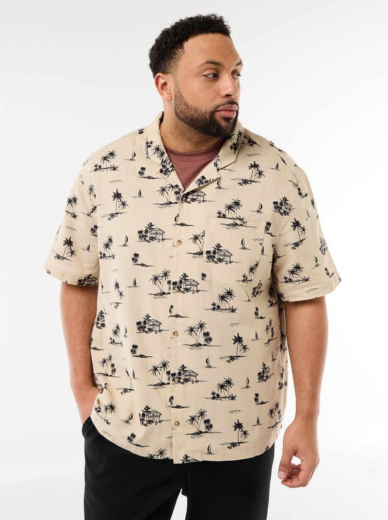 Camisa de manga curta com padrão Bege - Kiabi