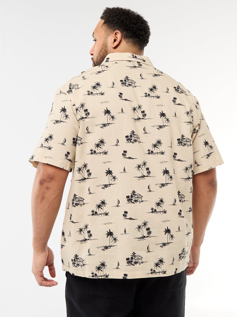 Camisa de manga curta com padrão Bege - Kiabi